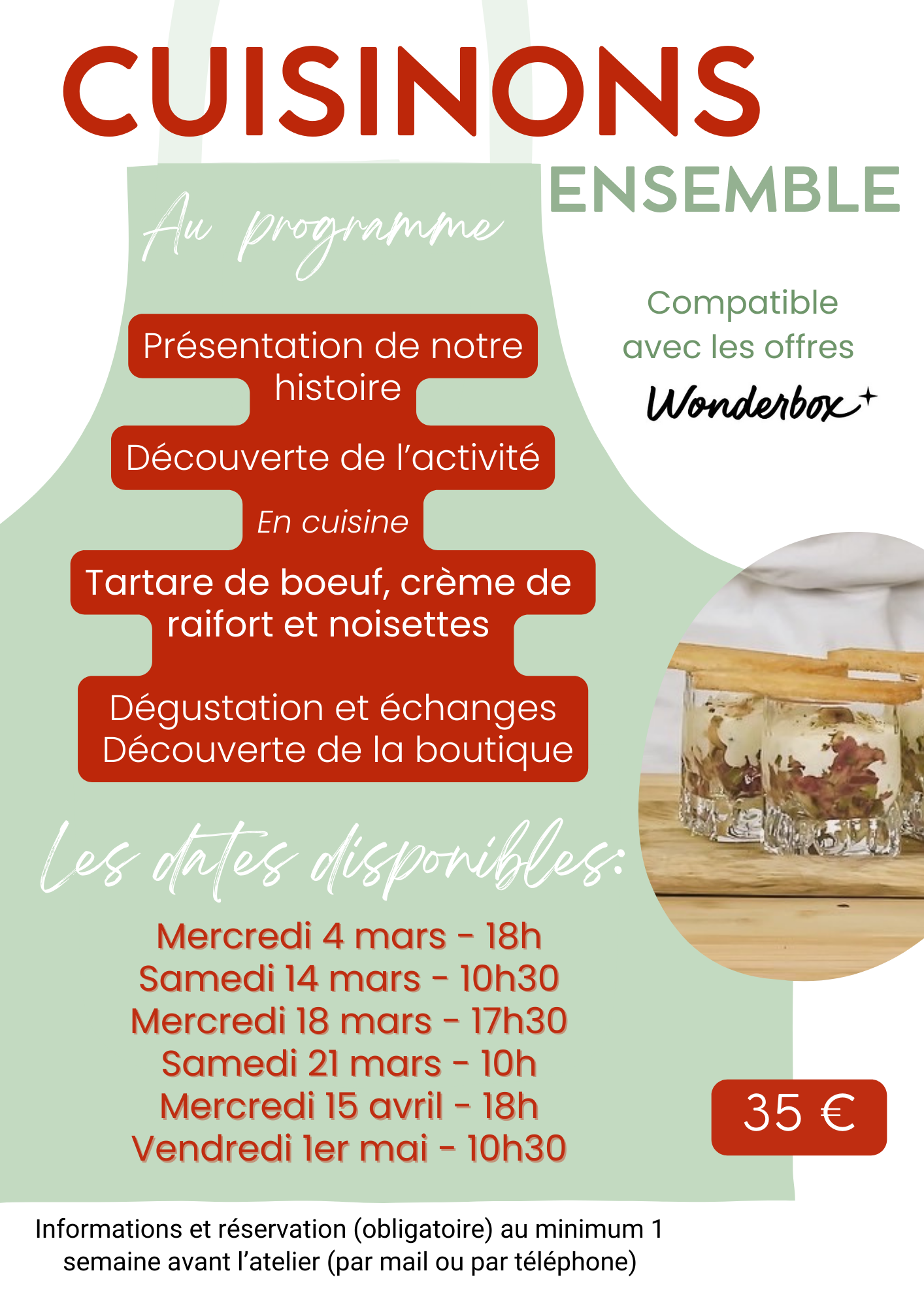 Atelier culinaire Tartare de bœuf raifort et noisettes