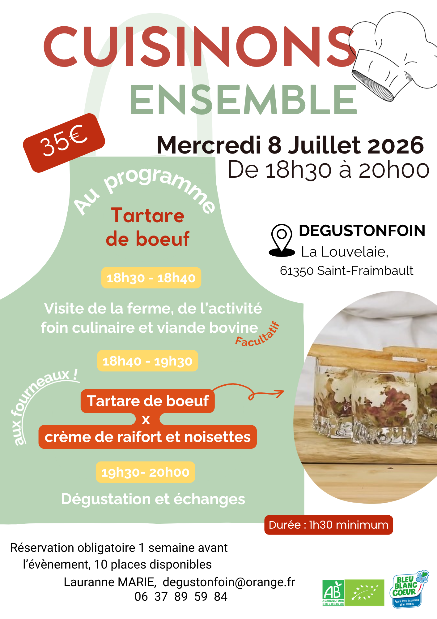 Atelier culinaire Tartare de bœuf Mercredi 8 Juillet - 18h30